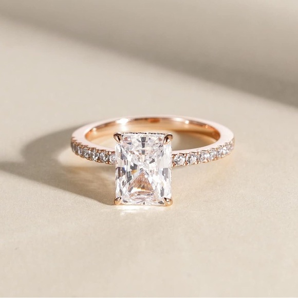 Rose Gold Diamond Ring Radiant Cut Wedding ring Promise ring Engagement Ring - Picture 4 of 4
